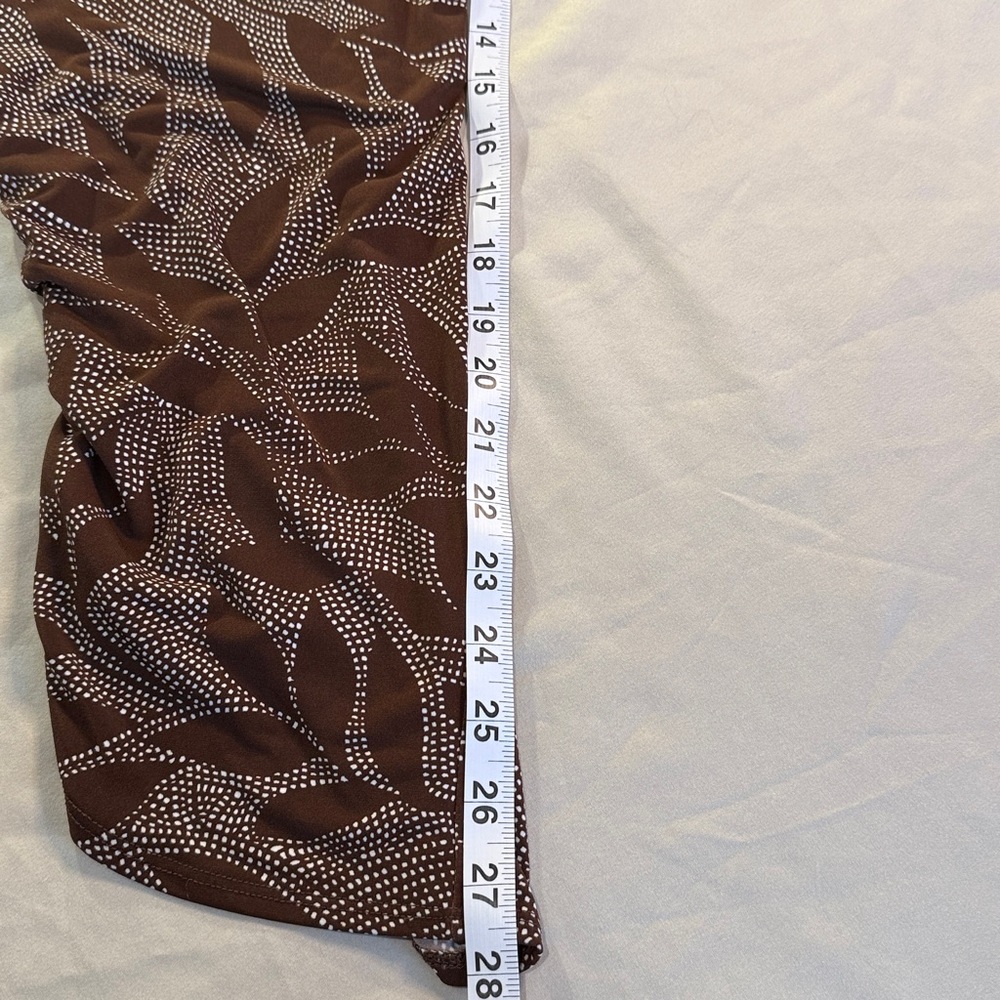 Susan Graver Pants Liquid Knit Brown and White Leaf Patterned Bohemian Ankle 1X - Picture 12 of 14